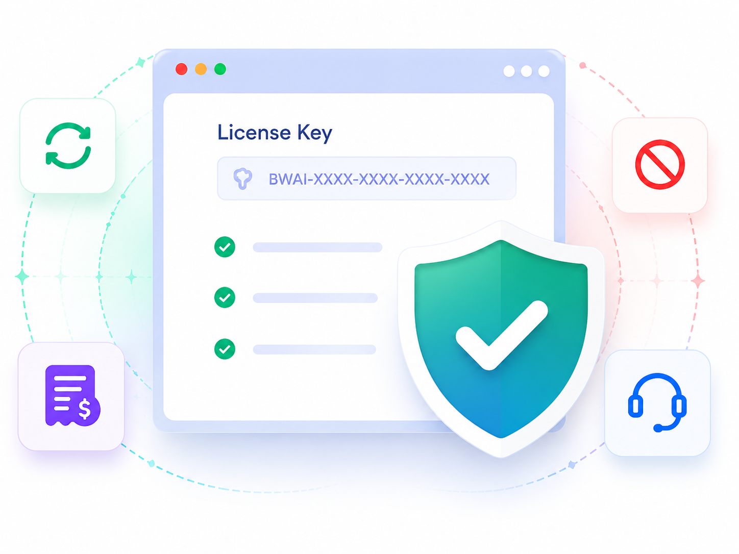 License activation and refund policy illustration