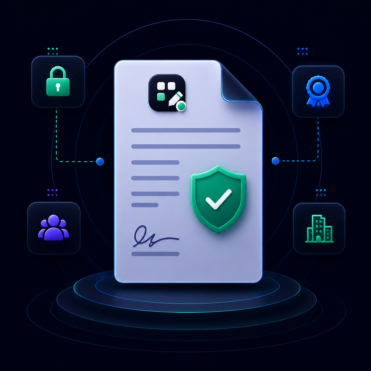 BlockWriteAI terms document with secure usage icons