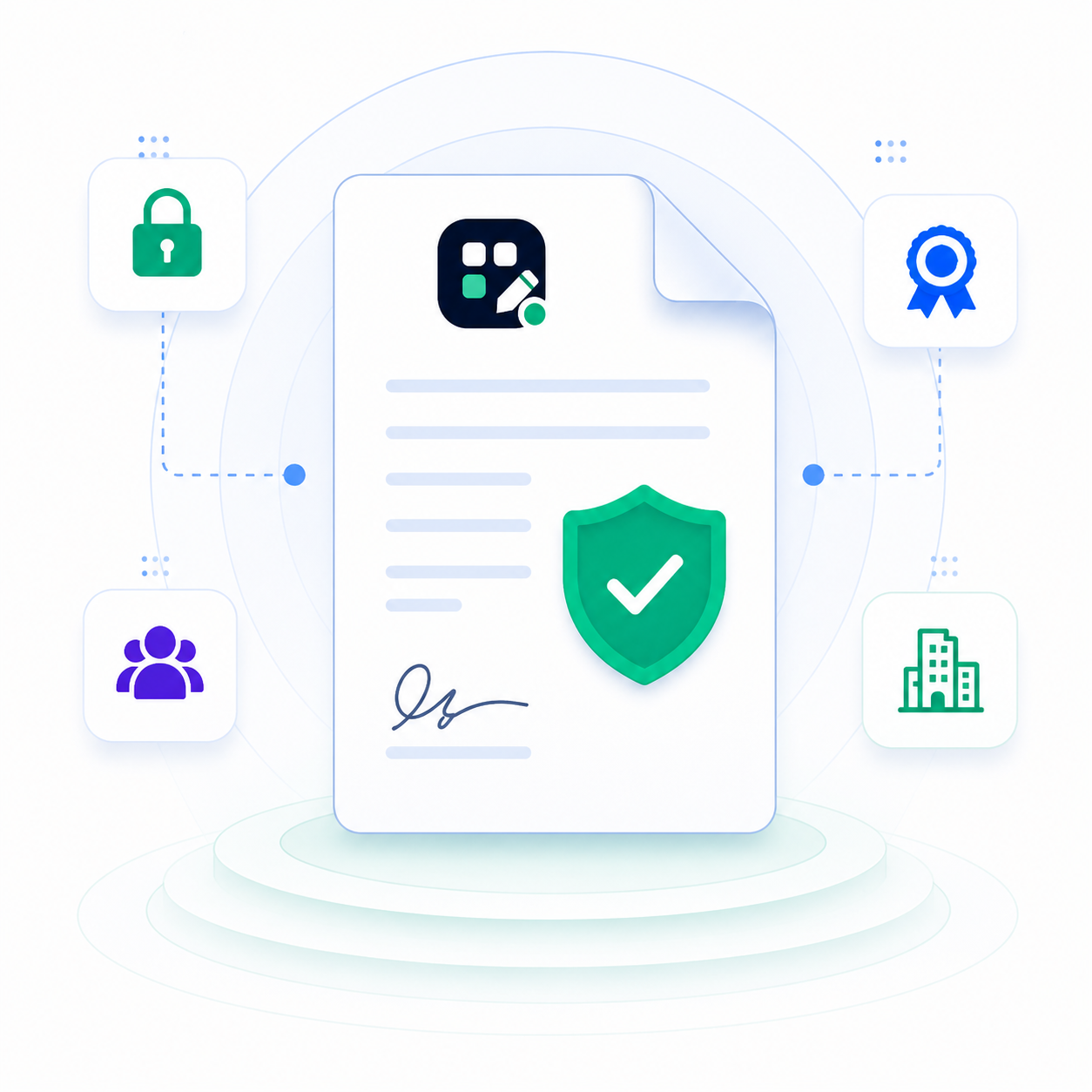 BlockWriteAI terms document with secure usage icons