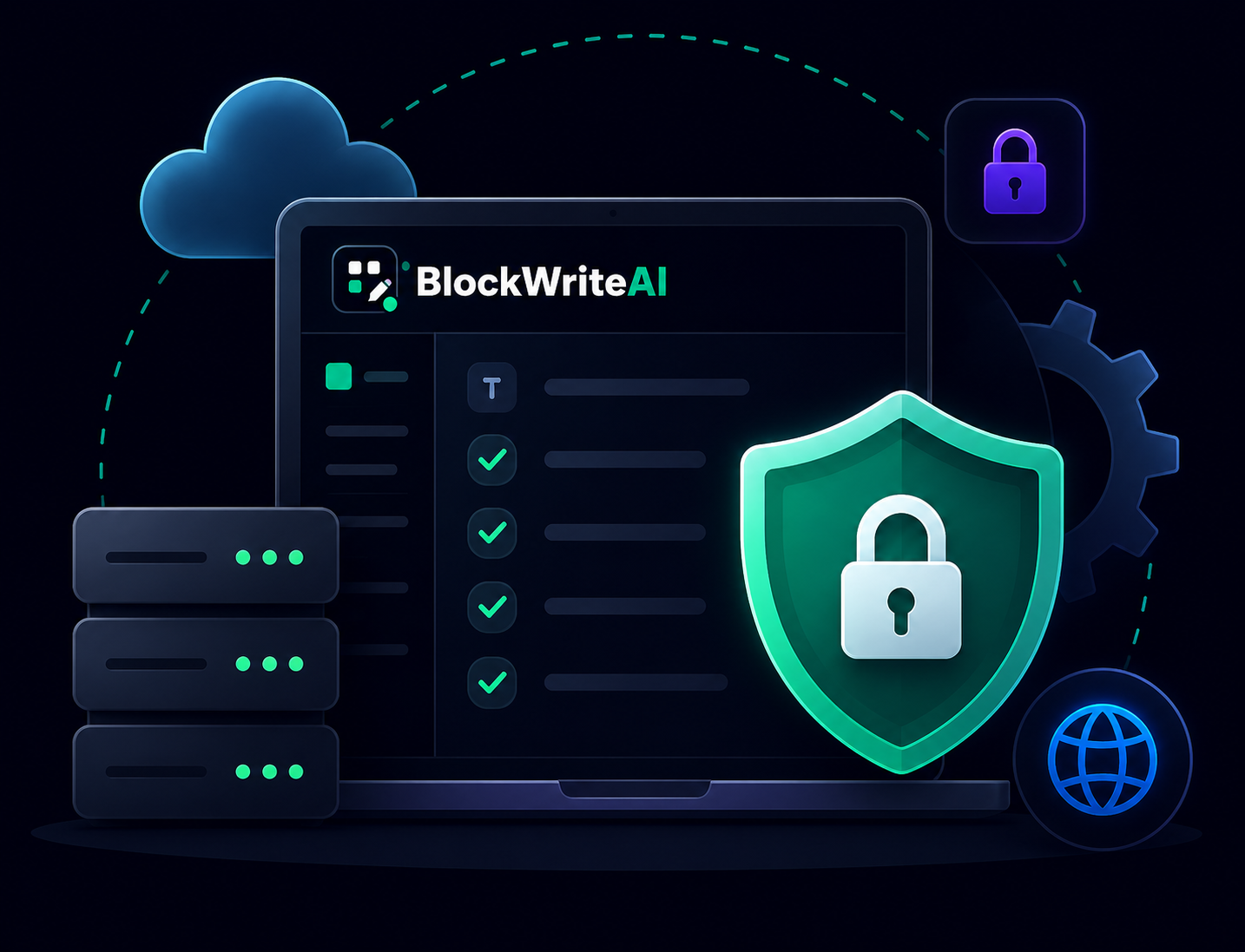 BlockWriteAI security service and support illustration